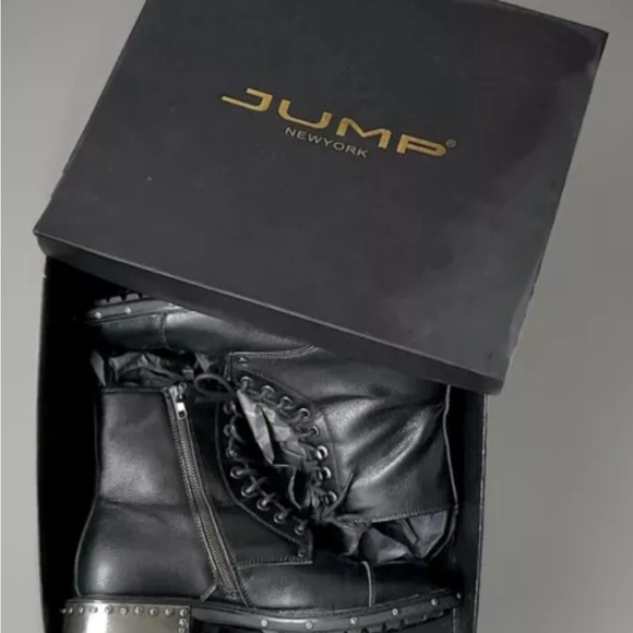 Jump New York Vintage New In Box Chopper Leather/Metal Stud Sole Boots, Mens 10 - Picture 11 of 12